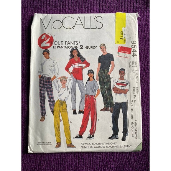 McCalls sewing pattern 9544 unisex pants sz 31.5 32.5 - Picture 1 of 6